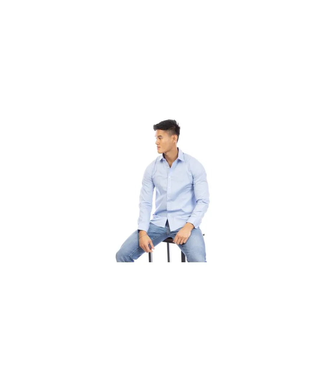 Mens Regular Long-sleeved Shirt Light Blue Peter Werth-1