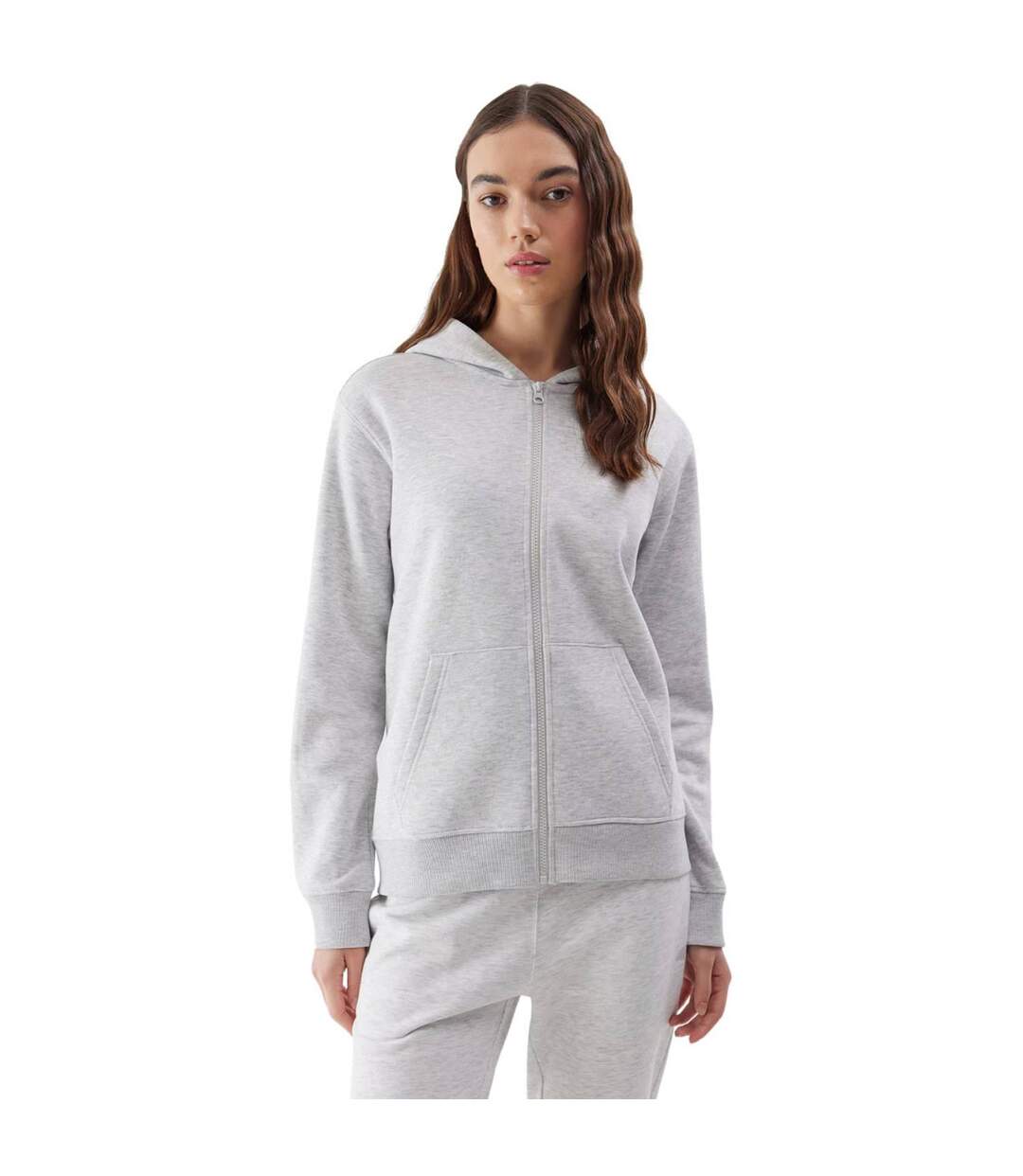 Veste À Capuche F0956 Femme Gris Argenté 4F-1