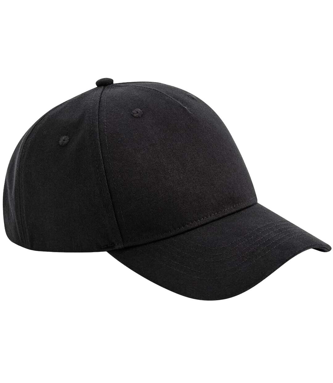 Unisex adult organic cotton 5 panel baseball cap black Beechfield-1