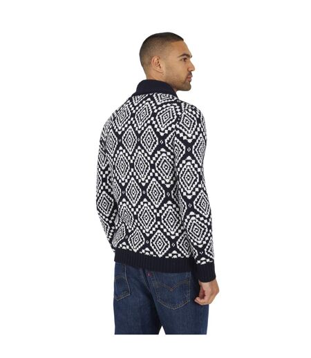 Mens Shawl Collar Cardigan Midnight Navy Oatmeal Brave Soul