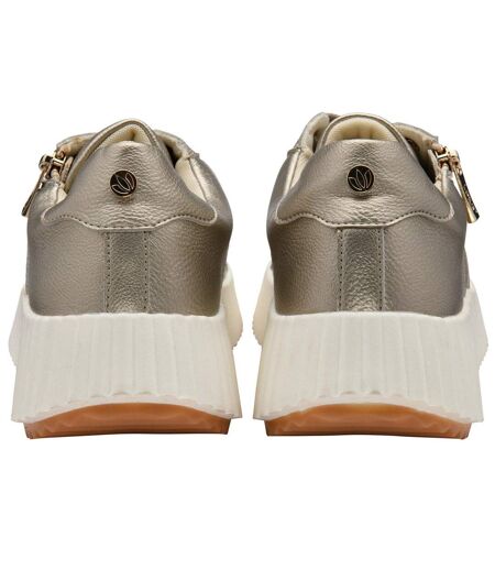 Womens/ladies Kora Leather Trainers Gold Lotus Shoes