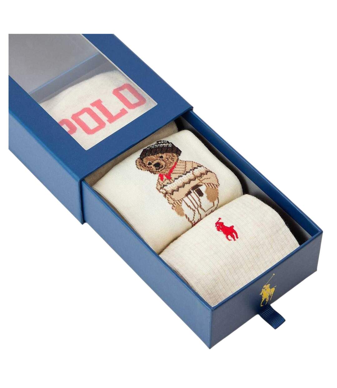 Pack Of 3  Womens/ladies Polo Bear Crew Socks  Multicoloured Ralph Lauren-3