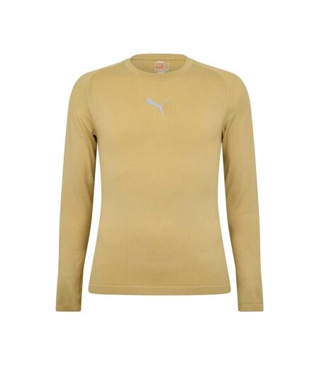 Mens Performance Back Print Round Neck Athletic T-shirt Gold Puma
