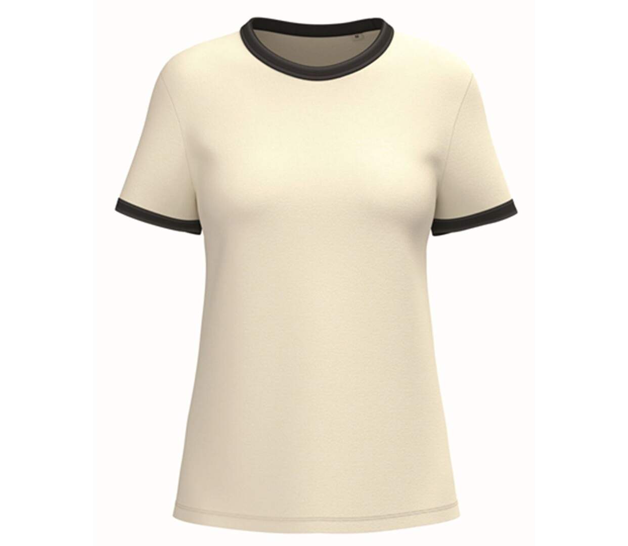 T-shirt à bords contrastés - Femme - PAT361 - beige ivoire et noir-1