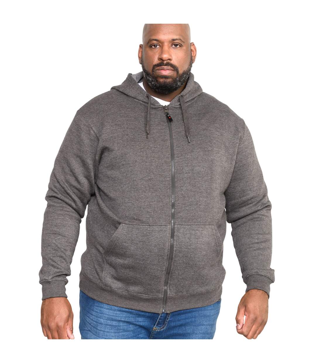 Duke Mens Rockford Kingsize Cantor Zip Through Hooded Sweatshirt (Grey) - UTDC104-3