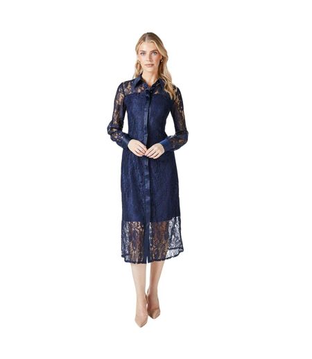 Womens/ladies lace shirt dress navy Principles