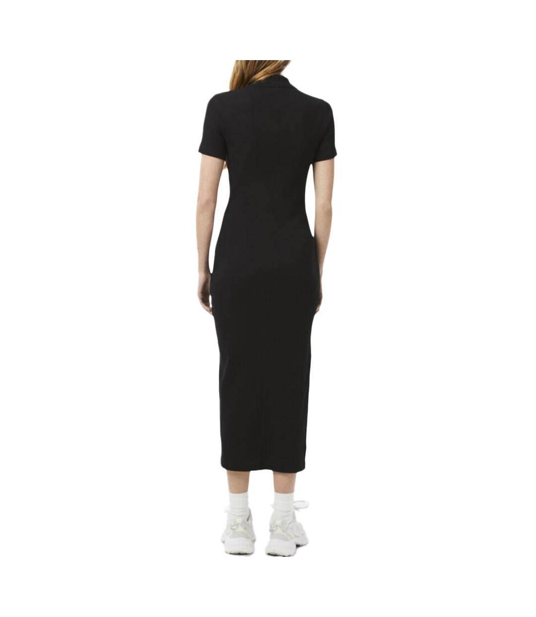 Robe noir femme lacoste longue ribbed-2