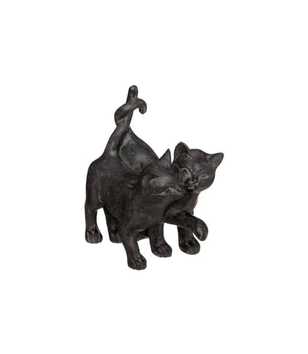 Statuette Déco Couple Chatons 15cm Noir-1