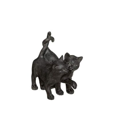 Statuette Déco Couple Chatons 15cm Noir