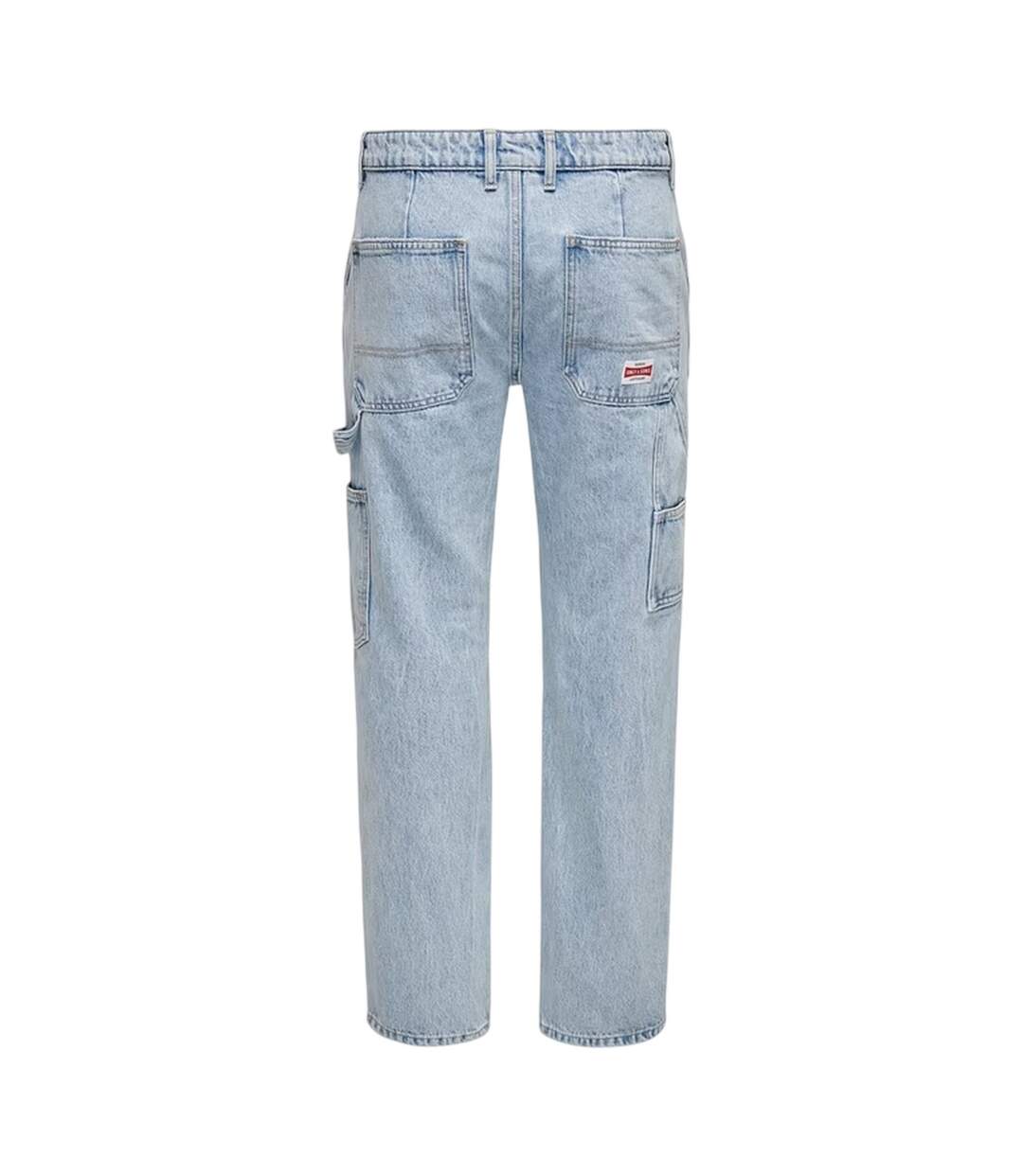 Mens Denim Carpenter Relaxed Fit Jeans Light Denim Blue Only-3