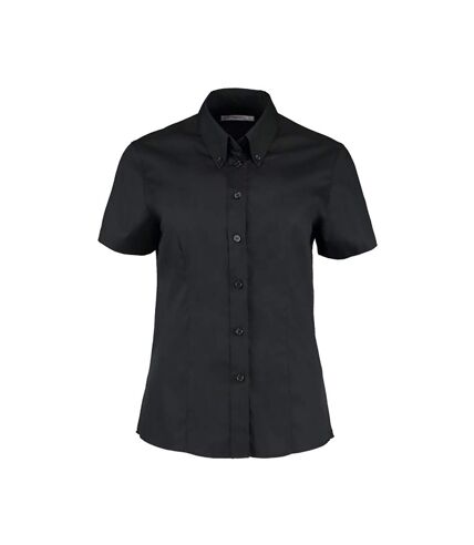 Kustom Kit Ladies Coporate Oxford Short Sleeve Shirt (Black)
