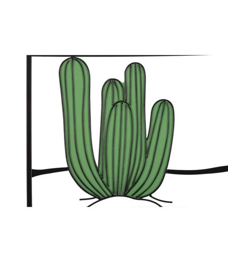 Décoration Murale Encadrée en Métal Cactus 60cm Vert & Noir
