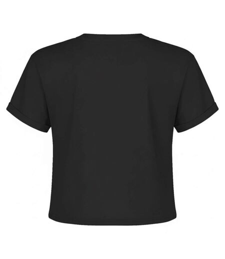 Womens/ladies Cast Logo Crop Top Charcoal Yellow Amplified
