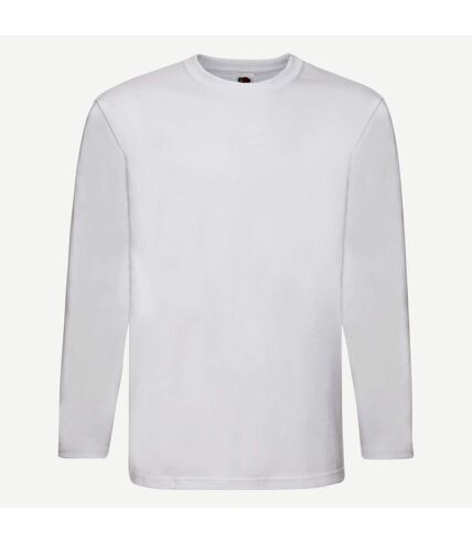 Fruit Of The Loom Mens Super Premium Long Sleeve Crew Neck T-Shirt (White)