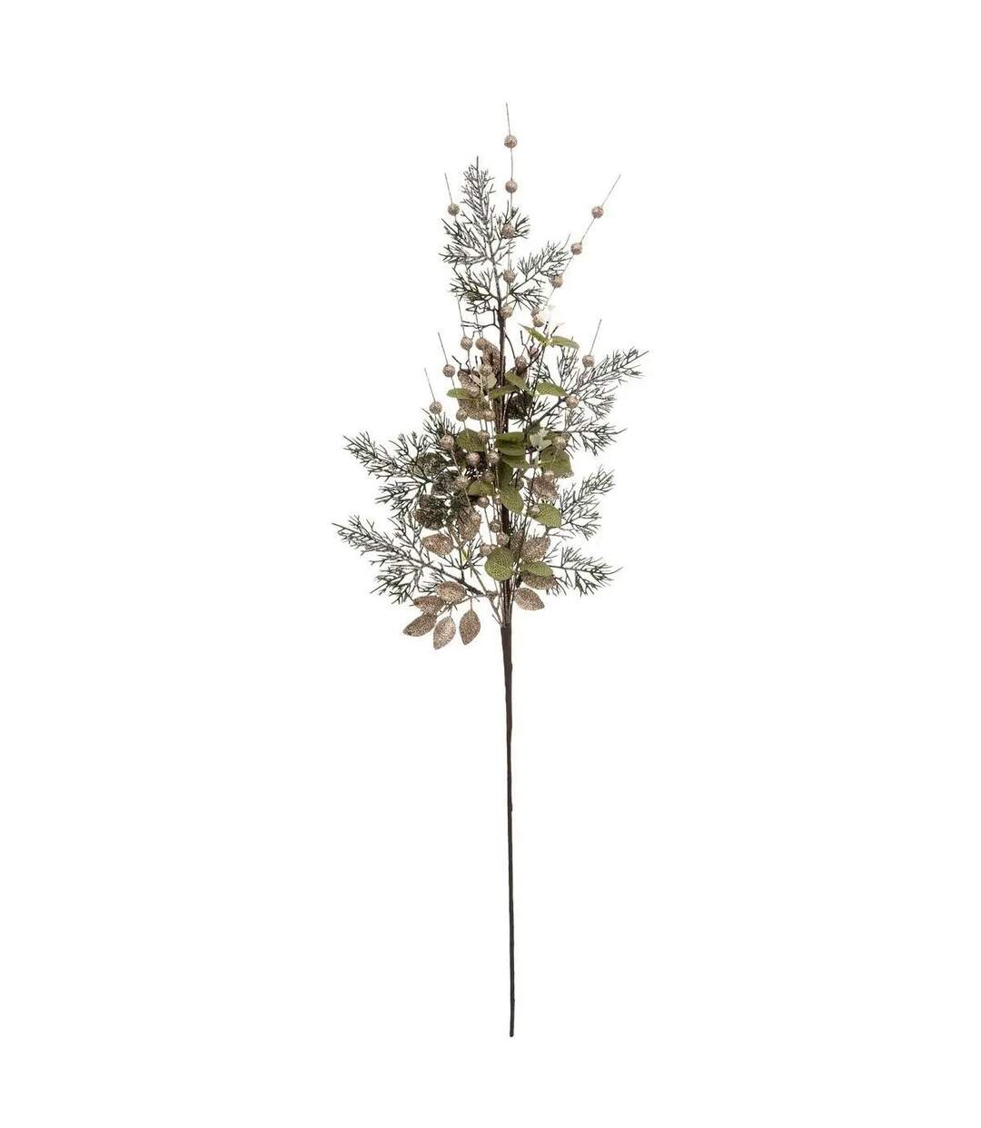 Branche de Feuilles Marron Glacé 75cm Vert & Beige-1