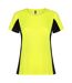 T-shirt shanghai femme jaune fluo / noir uni Roly