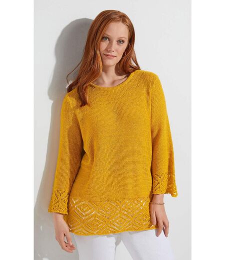Pull-tunique avec fantaisies ajourées