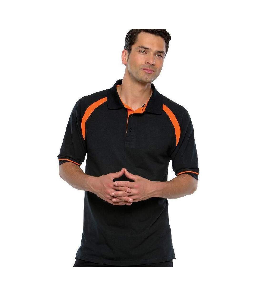 Oak Hill Polo À Manches Courtes Homme Noir Orange Kustom Kit-1