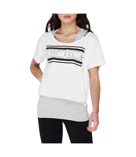 T-shirt Femme Blanc Gris Slazenger
