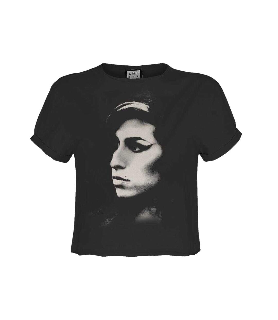 Womens/ladies Tonal Pose Amy Winehouse Crop T-shirt Charcoal Amplified-1