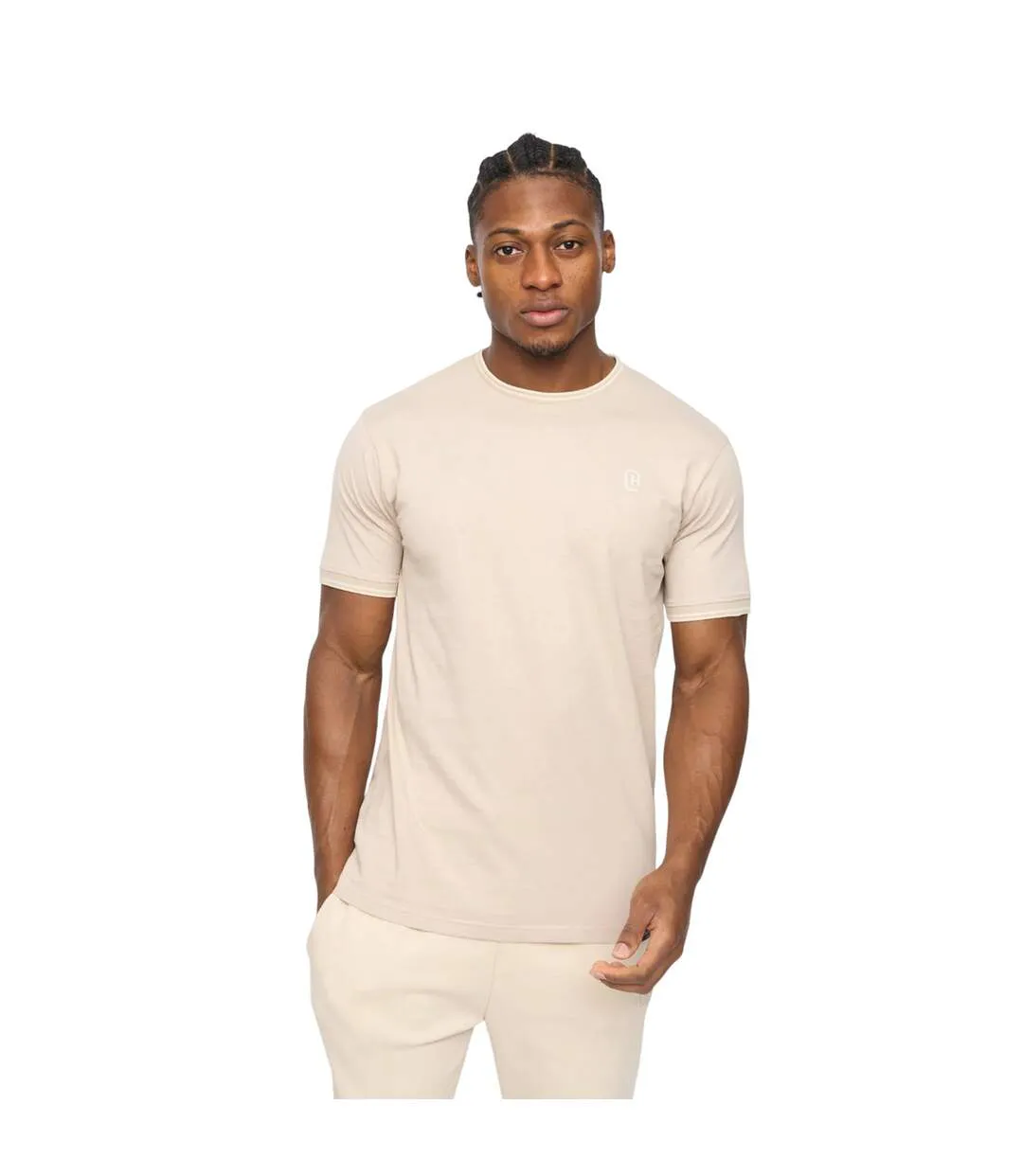 Mens Preece T-shirt Light Stone Crosshatch-2