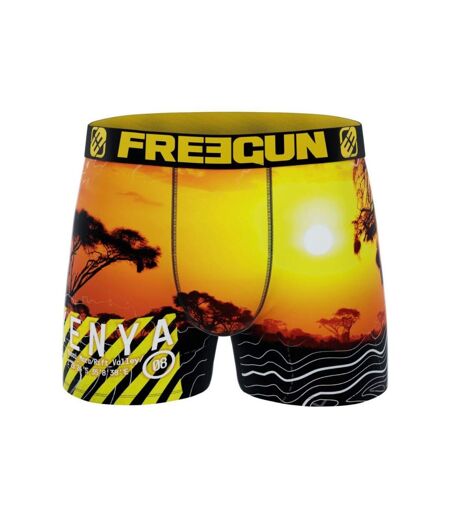 FREEGUN Boxer Homme Microfibre recyclée KEN Jaune Noir PREMIUM