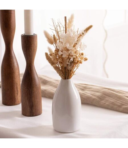Composition de Fleurs Séchées Vase 25cm Blanc