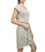 Robe Beige Chinée Sans Manches Femme, Longueur Genoux, Col Bateau, Ceinture Incluse, Doublée-4