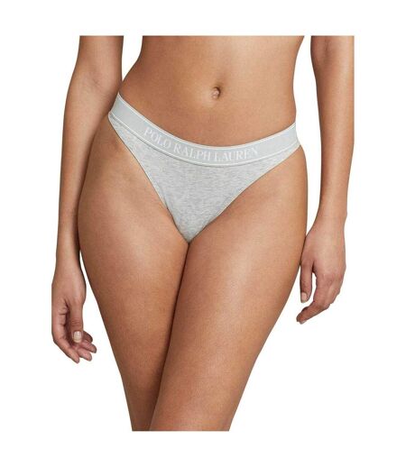 Womens/ladies Polo Cotton Blend Thong Grey Ralph Lauren