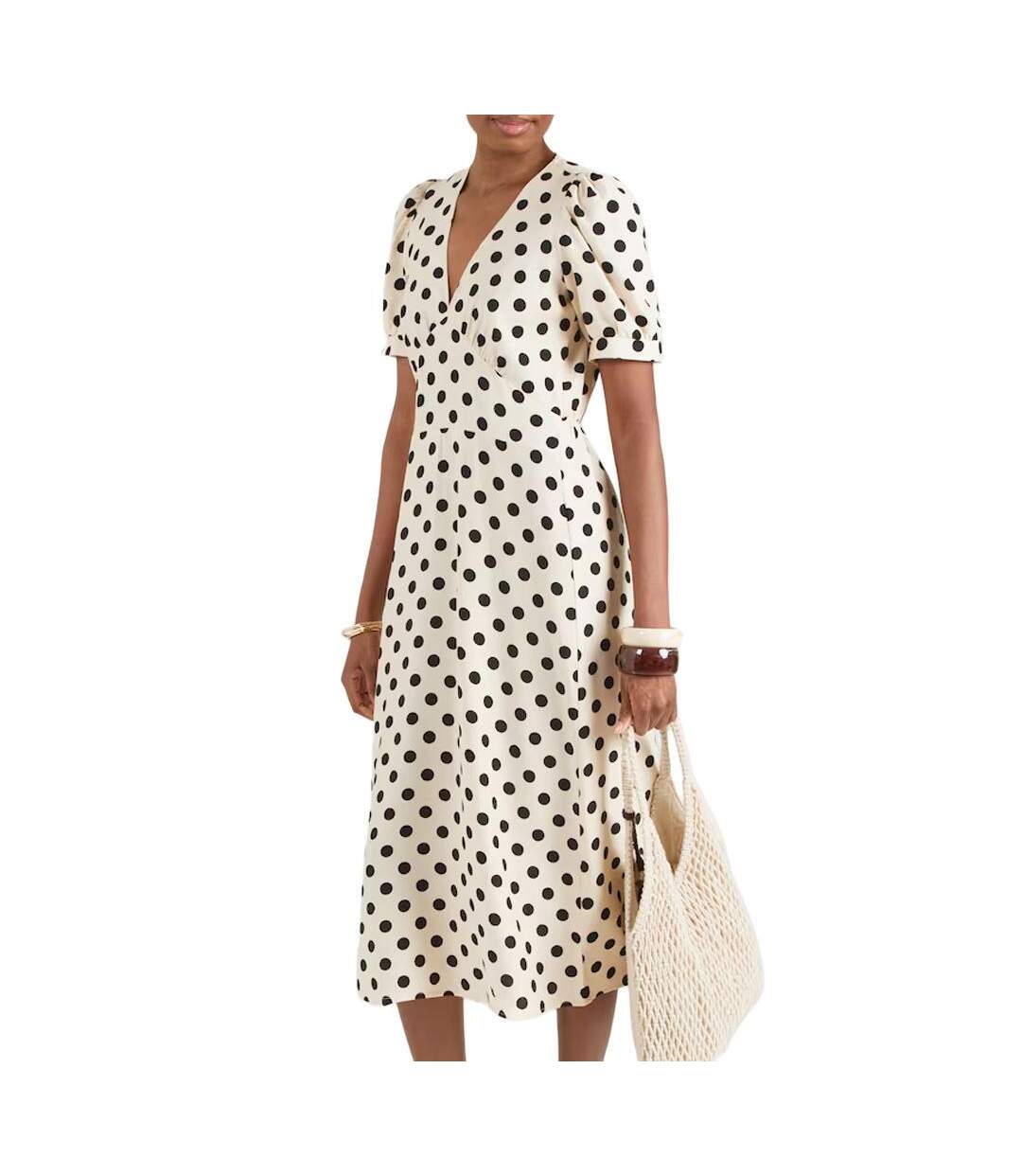 Robe ecru à pois femme morgan rovita-1
