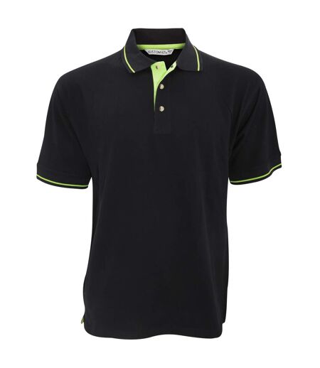 Kustom Kit Mens St. Mellion Mens Short Sleeve Polo Shirt (Black/Lime)
