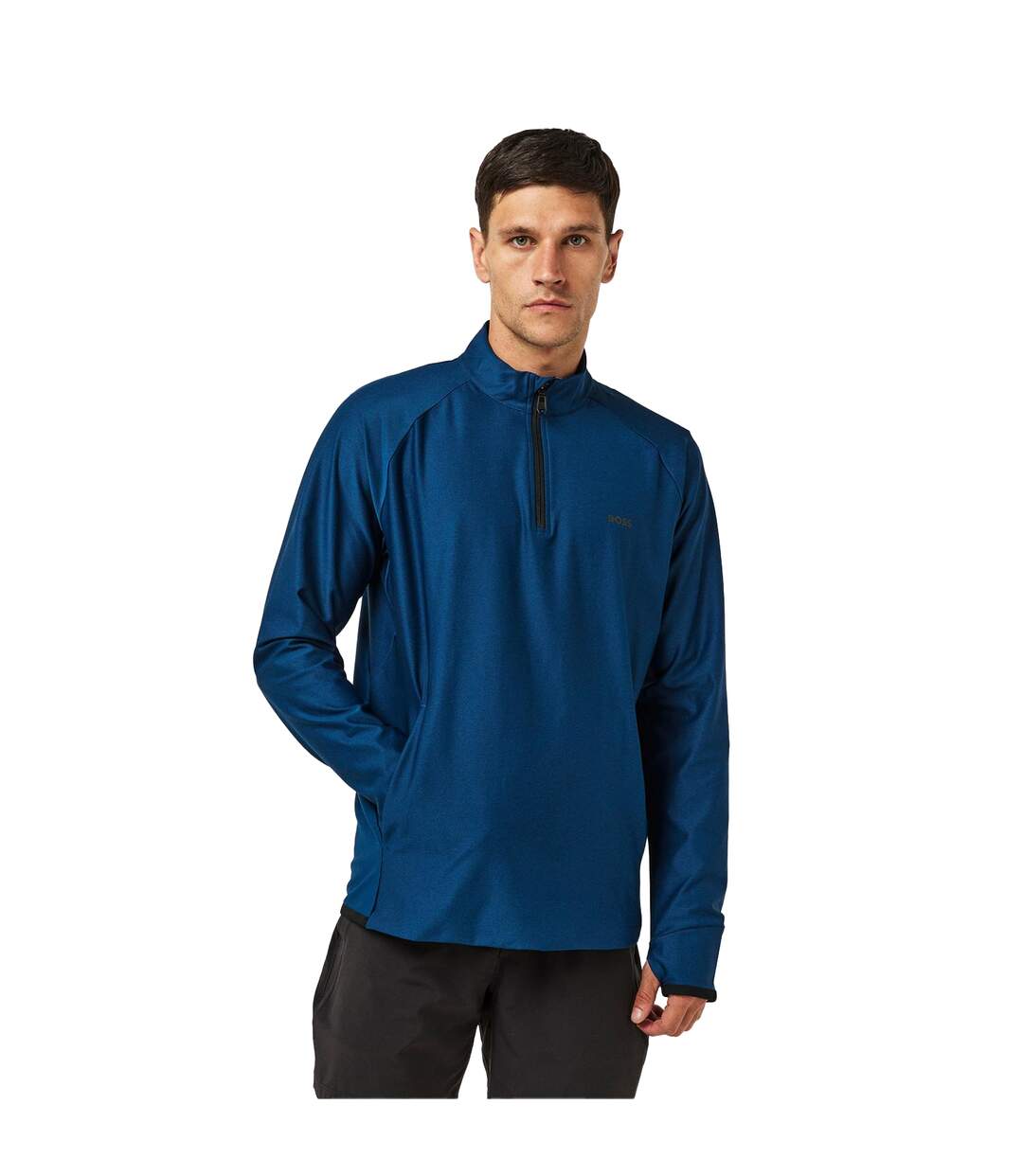 Mens Regular Raglan Active Sweatshirt Blue Boss-4