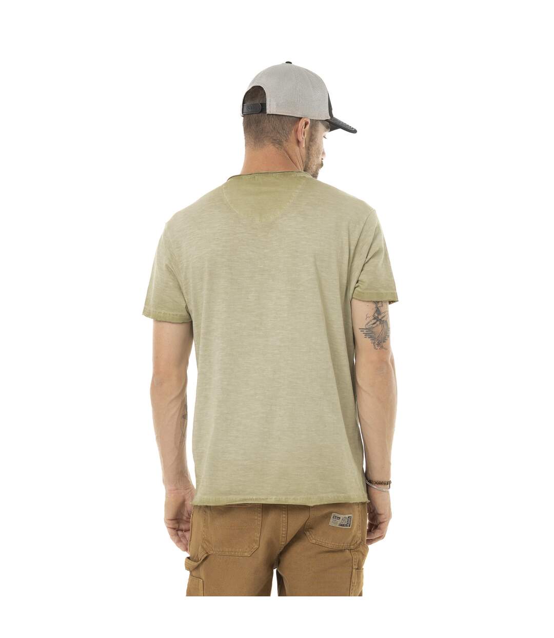T-shirt homme col V en coton print devant Lighter Vondutch-2