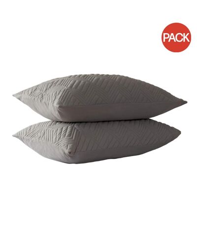 Pack of 2  Lisbon chevron pillow sham  50cm x 75cm soft grey Belledorm