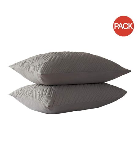 Pack of 2  Lisbon chevron pillow sham  50cm x 75cm soft grey Belledorm