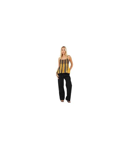 Débardeur Bretelles Fines Motif/style Rayures Et Fleurs Femme Jaune Noir Brave Soul
