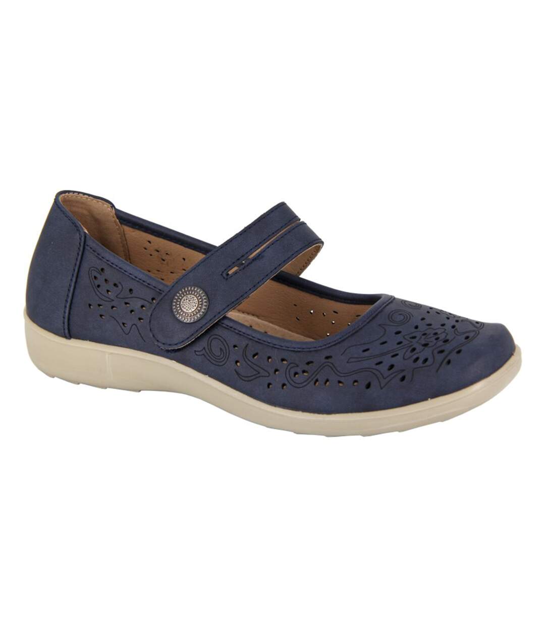 Womens/ladies Leather Mary Janes Blue Boulevard-1