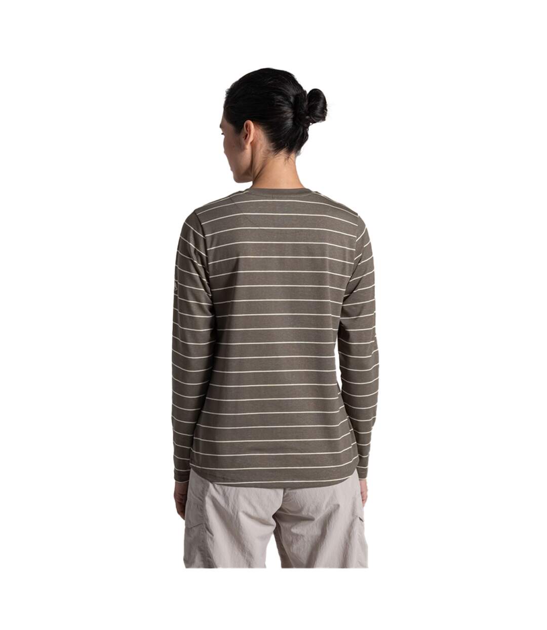 Womens/ladies Akona Striped Nosilife Long-sleeved T-shirt Wild Olive Craghoppers-3