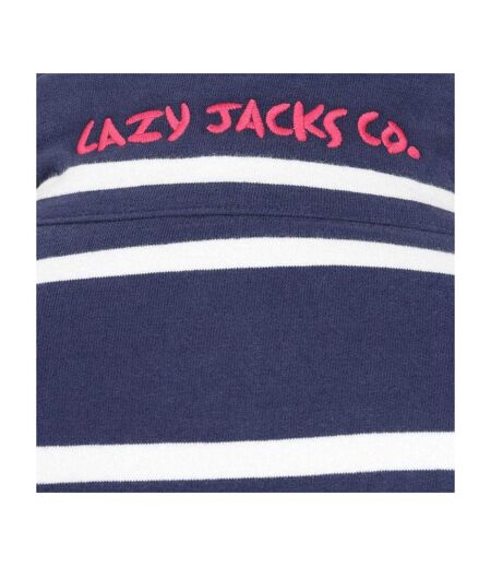 Womens/ladies Striped Full Zip Sweatshirt White Lazy Jacks