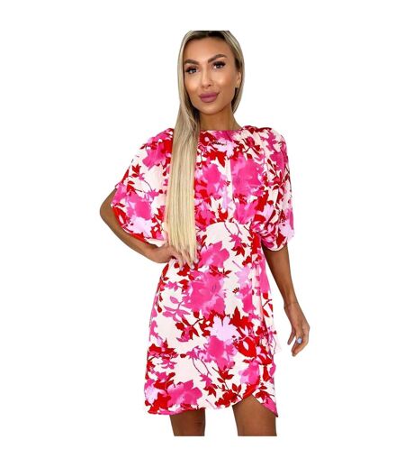 Womens/ladies Mini Dress Pink Print AX Paris