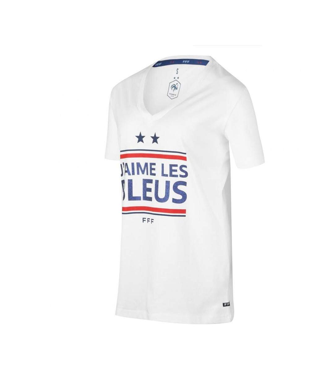 T-shirt Blanc Femme Equipe de France Slogan - S-1