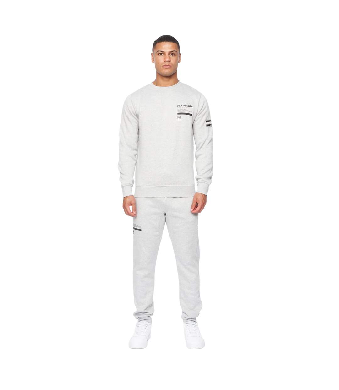 Mens jennerkins crew neck sweatshirt & jogging bottoms grey marl Duck and Cover-1