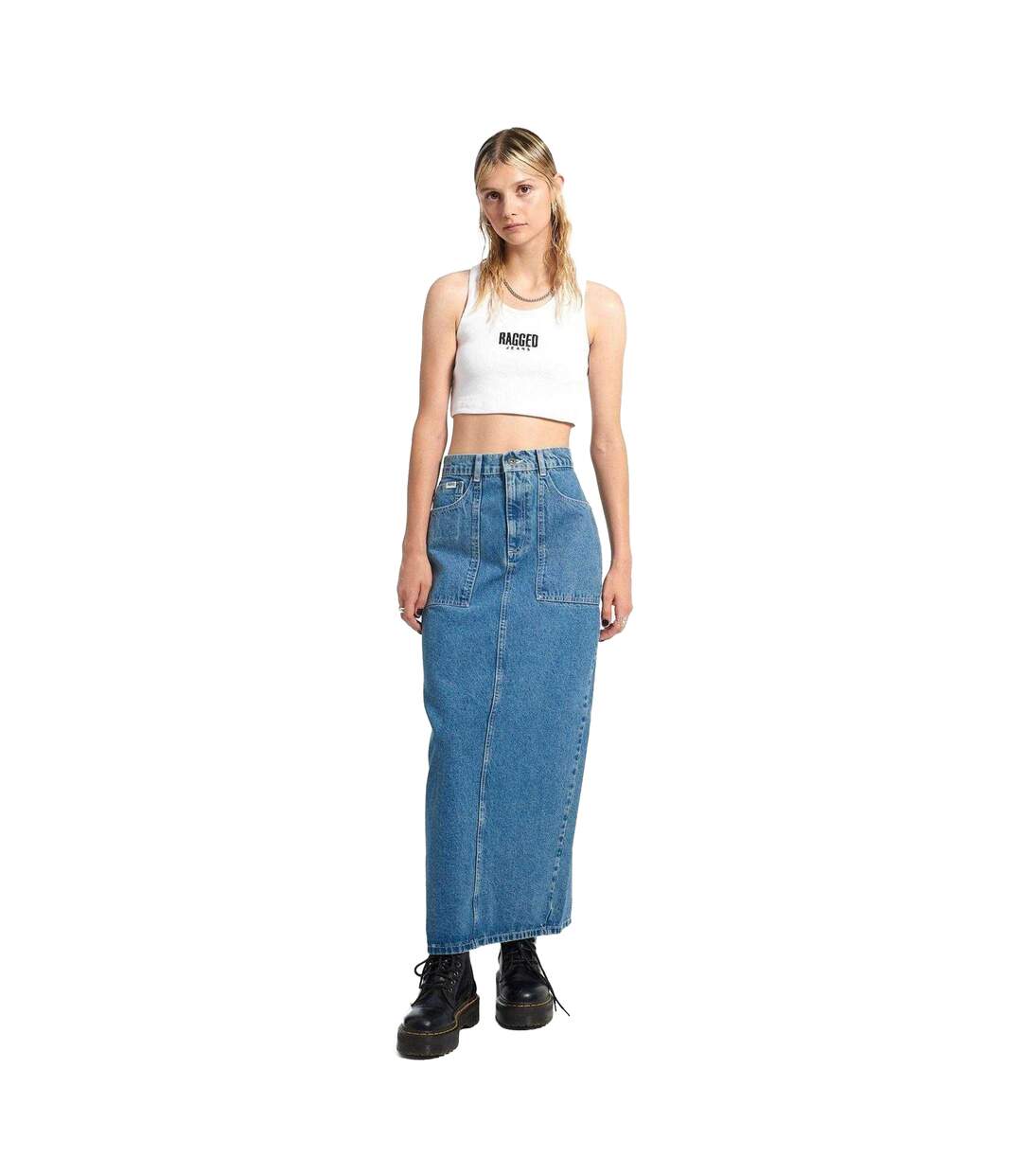 Jupe Longue Motif/style Charpentier Femme Bleu The Ragged Priest-4