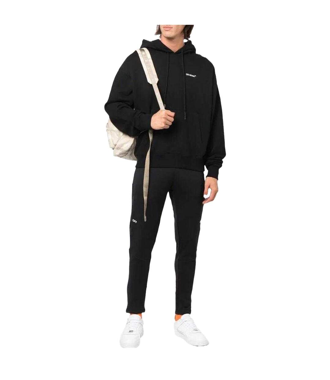 Unisex Adult Full Diag Jogging Bottoms Black Off White-4