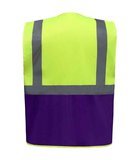 Unisex adult executive hi-vis waistcoat yellow/purple Yoko