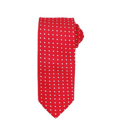Premier Mens Square Pattern Formal Work Tie (Red) (One Size)