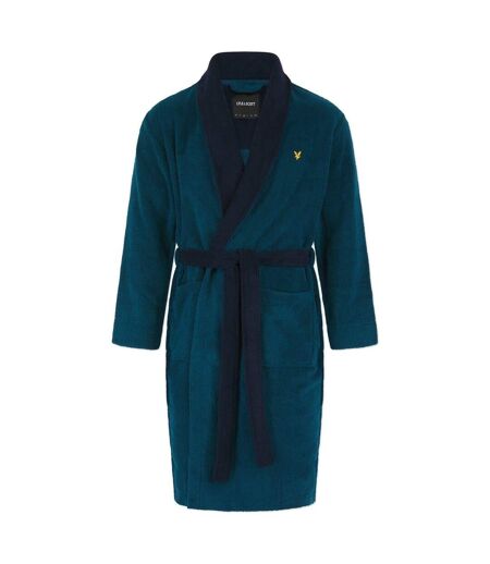 Mens Fleece Shawl Collar Long-sleeved Robe Blue Peacoat Lyle & Scott