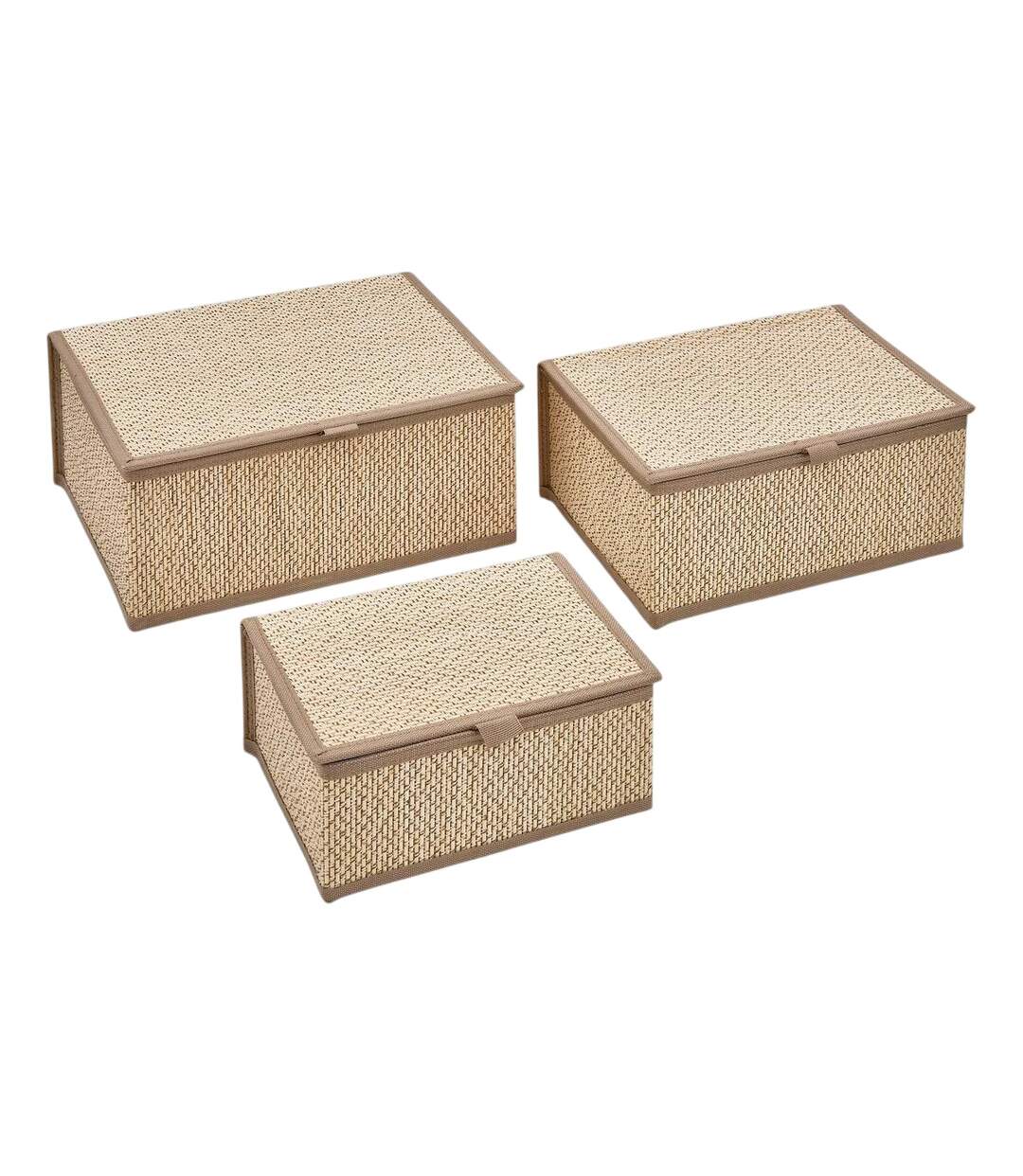 Lot de 3 Boîtes en Bambou Stemy 32cm Beige-1