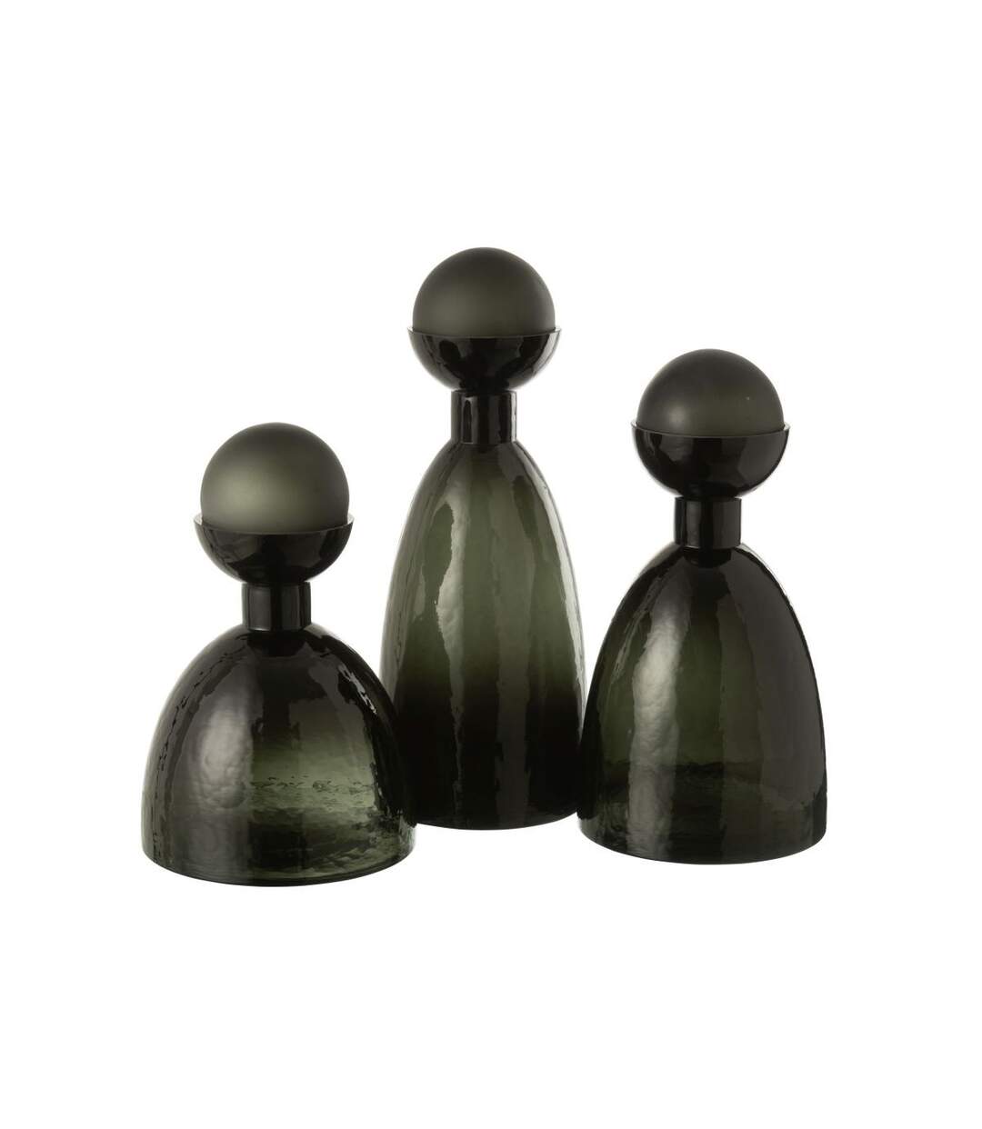 Vase Bouteille Bouchon en Verre Yoko 29cm Vert Foncé-3
