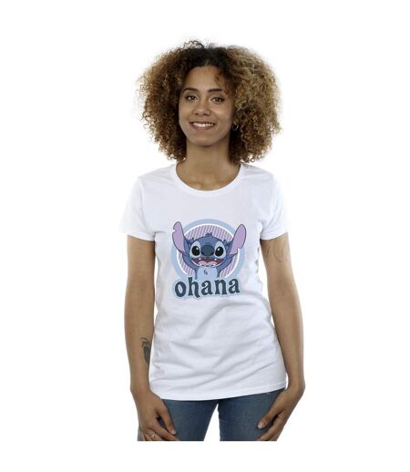 Disney Femmes/Les femmes Lilo And Stitch Ohana Circle Cotton T-Shirt (Blanc) - UTBI25857